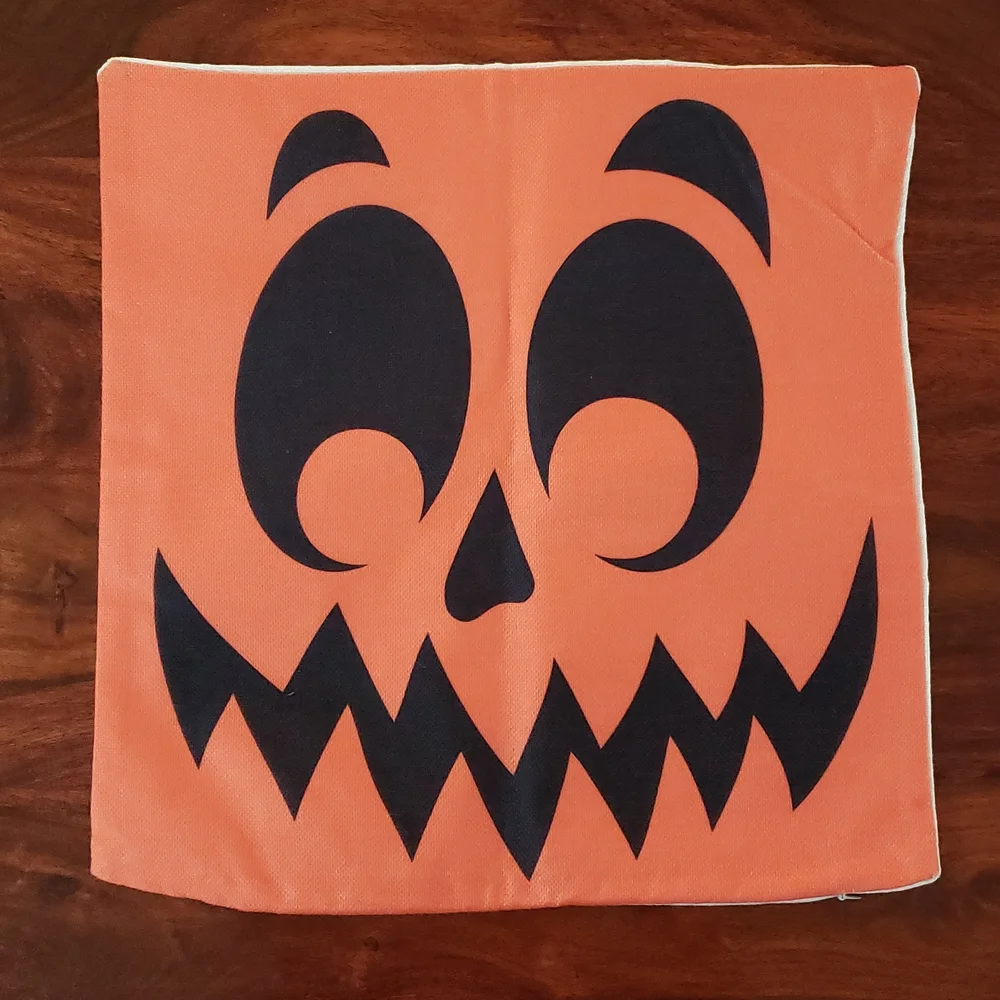 Halloween Pillow Cover • Jack O’Lantern Pumpkin Face Orange Black • 18x18